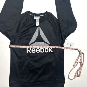Reebok‎ Sweatshirt Fleece Boys Size Large (10/12) Black Crewneck Logo NEW